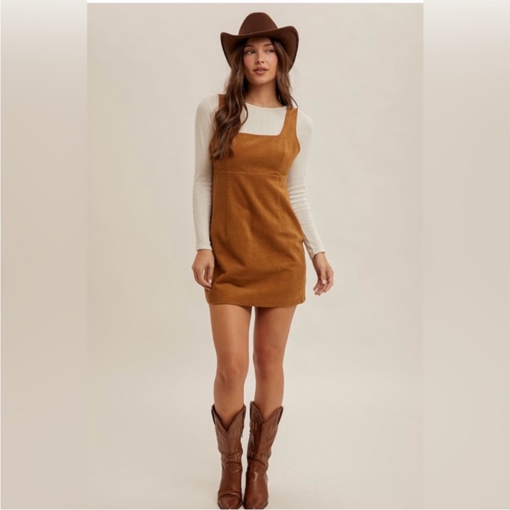 Hem & Thread Tan Corduroy Mini Dress - Picture 3 of 6